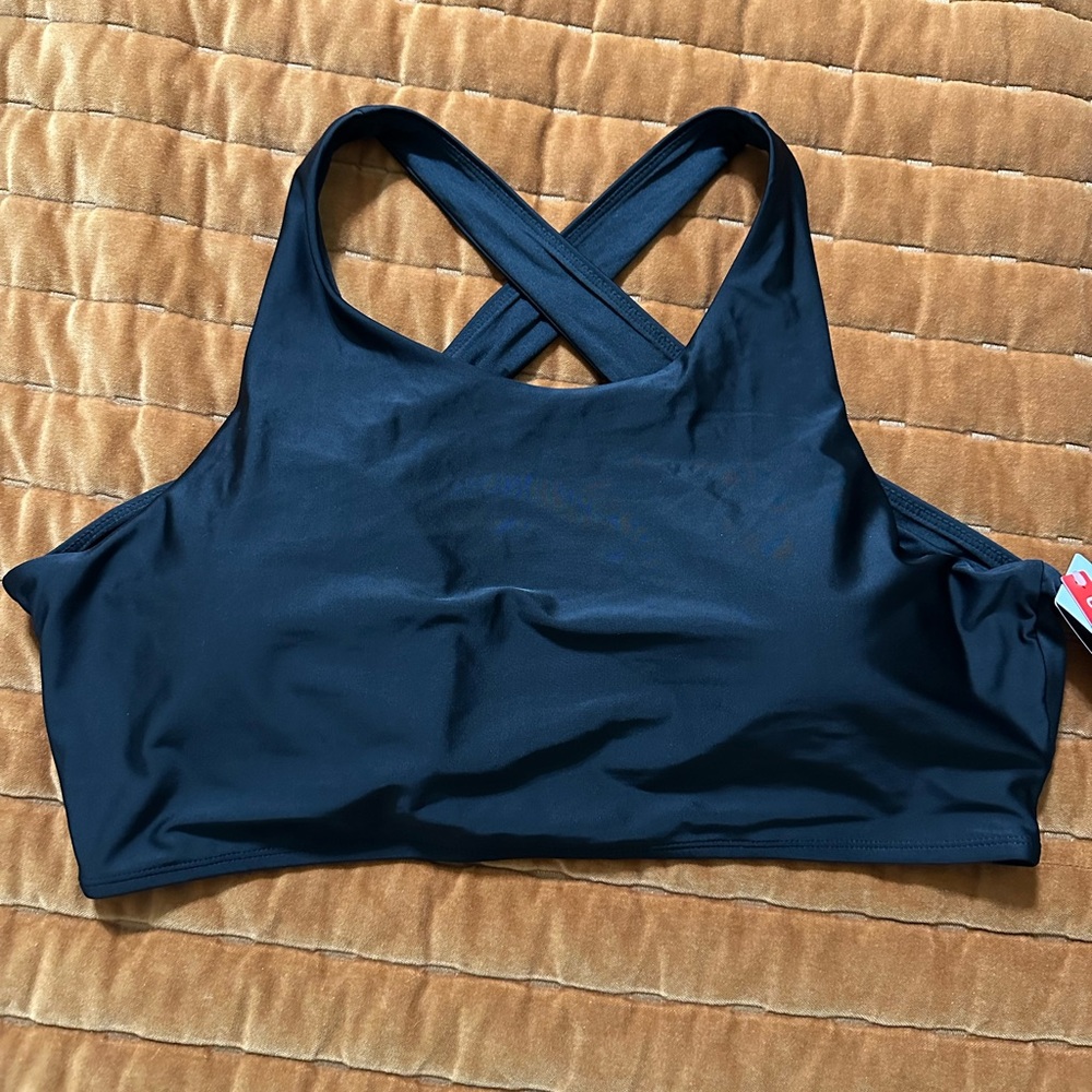 NWT~ Baleaf sz 44 Black Women's Swim Bra Modest Top Workout UPF 50+‎ Bikini